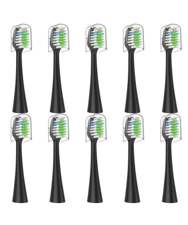 MERUYOO Toothbrush Replacement Heads Compatible with Waterpik Complete Care 5.0/9.0 (CC-01/WP-862) 10 Pack Black