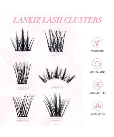 LANKIZ Manga Lash Individual Cluster Lashes Extensions | Natural Look, Soft, Lightweight & Reusable | 56 Cluster + 40 Bottom Lashes | C-Curl - 01 Style - Buy Online on GoSupps.com