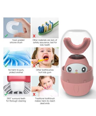 CATLION U Type Sonic Kids Electric Toothbrush 360 Whitening Teeth | Waterproof 4 Gear Mode | Pink | Ages 3-7 - Buy Online on GoSupps.com