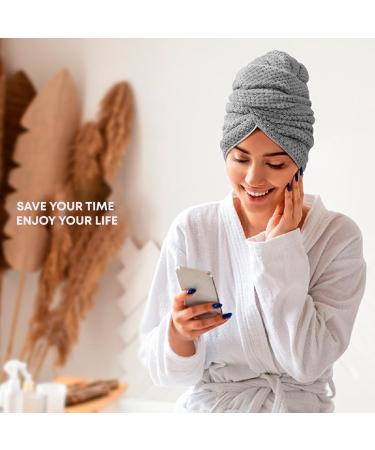 Buy Oliver & Emilia Grey Microfiber Hair Towel - Quick Dry Anti-Frizz Turban for Curly Hair | Soft Lightweight & Super Absorbent - Buy Online on GoSupps.com