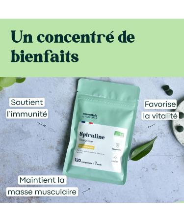 Organic Spirulina 500 mg Pure and Natural 1 Month Cure Reduces Fatigue Promotes Immunity 120 Vegan Tablets Rich in Protein and Phycocyanin Essentials by Novoma - Buy Online on GoSupps.com