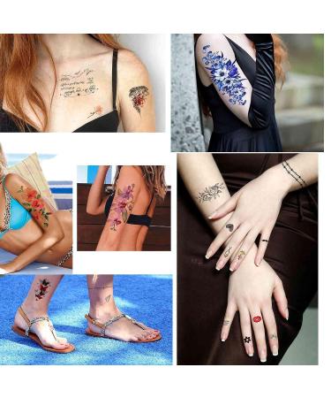 Quichic 180 Watercolor Flower Temporary Tattoos - Big and Lasting Designs for Women - Buy Online on GoSupps.com