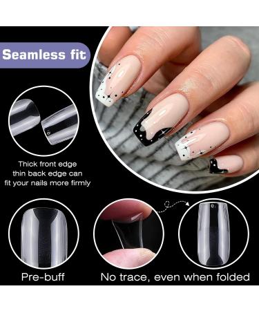 600pc Medium Square Nail Tips - Clear Full Cover Press On Nails | Soft Gel Artificial Fingernails for Acrylic Extensions - 12 Sizes Available - Buy Online on GoSupps.com