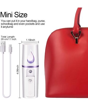 2 Pieces Nano Facial Mister Portable Mini Face Mist Steamer Handy Mist Sprayer with Mirror Design Moisturizing and Hydrating for Eyelash Extension (White) - Buy Online on GoSupps.com