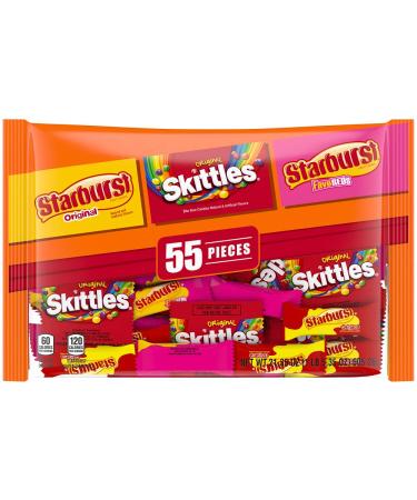 Skittles Fun Size Fruity Favorites Halloween Candy Variety Mix - 55Piece, 21.35 Oz