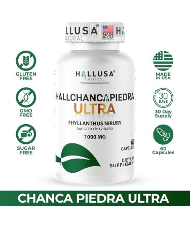 Hallusa Natural Hall Chanca Piedra Ultra with Guizaso de Caballo 1000mg Kidney Cleanse & Gallbladder Supplement Urinary Tract Health - 60 Capsules - Buy Online on GoSupps.com