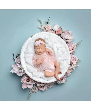 Pink Lace Newborn Photography Romper + Pearl Props | Baby Girl Photo Outfit (0-2 months) - Buy Online on GoSupps.com
