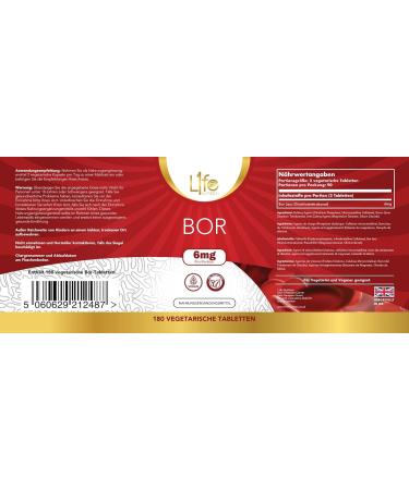 Buy LN BOR Tablets | High-Dose Vegan Supplements | 180 Bortaries | 6mg Boron | Allergen-Free Gluten-Free | Made in ISO-Certified UK - Buy Online on GoSupps.com