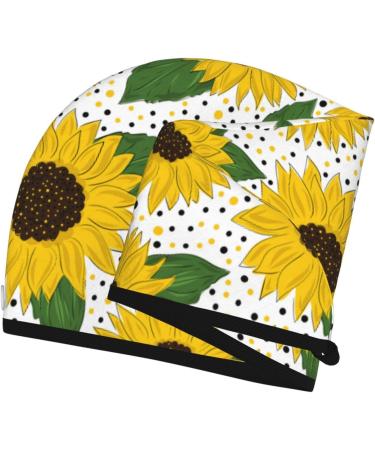 Hair Towel Wrap | Quick Drying Hair Turban with Button | Sunflower Design | Ideal for Fast Hair Drying - Buy Online on GoSupps.com
