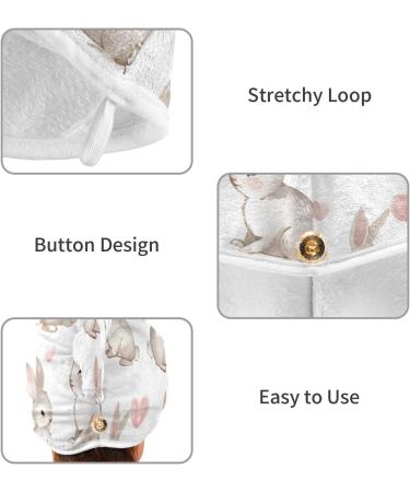 Rabbits Hearts Hair Towel 2 Pack | Super Absorbent Quick Dry Hair Turbans for Women & Girls - Buy Online on GoSupps.com