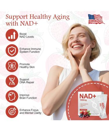 Dmtdnid NAD Supplement Liquid Packets NAD+ Liquid Supplement 1000mg with Nicotinamide Riboside Resveratrol PQQ Quercetin NAD+ Berry Flavor Drink Mix for Healthy Aging Energy & Focus| 30 Pack - Buy Online on GoSupps.com