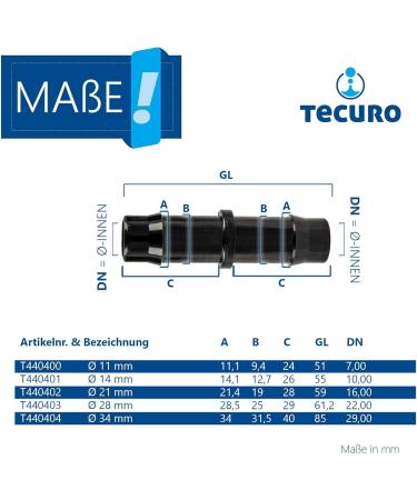 Buy Tecuro Hose Connector 11mm with Stainless Steel Clamps - Durable Nylon Black | International Shipping Available - Buy Online on GoSupps.com