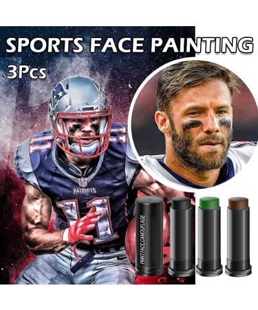 Kaely 3Pcs Eye Black Face Paint Stick for Outdoor Sports - Black, Brown & Green Camo Body Paint Kit - Halloween Party Clown Makeup Set - 3 Count - Buy Online on GoSupps.com