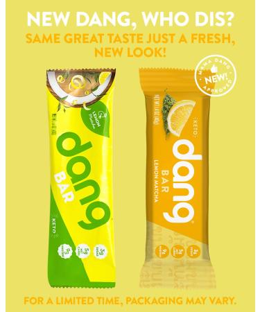 Dang Keto Bar | Lemon Matcha | 12 Pack | Keto Certified Vegan Snack | Low Carb, Low Sugar, Gluten Free, Non GMO | 5g Net Carbs, 9g Protein | Plant Based Energy Bar | Pack of 12 - Buy Online on GoSupps.com