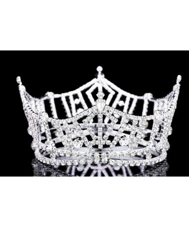 Silver Plated Rhinestone Crystal Pageant Tiara Crown - T1016 - Buy Online on GoSupps.com