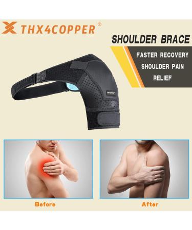 Thx4Copper Adjustable Shoulder Bandage - Dual Support for Shoulder Pain Relief (Unisex L/XL) - Fits Left/Right - Buy Online on GoSupps.com