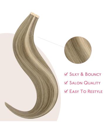 Shop If-of-Hearted Tape Extensions - Real Hair Ash Brown Highlights & Gold Blonde - 10pcs 25cm 20g Invisible Hair Extensions - Buy Online on GoSupps.com