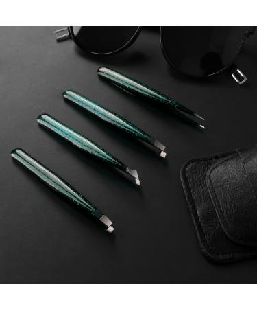 Gemice Eyebrow Tweezers Set with Case - 4-Part Improved Pointed Tweezers for Precision Plucking | Anti-Slip Coating - Buy Online on GoSupps.com