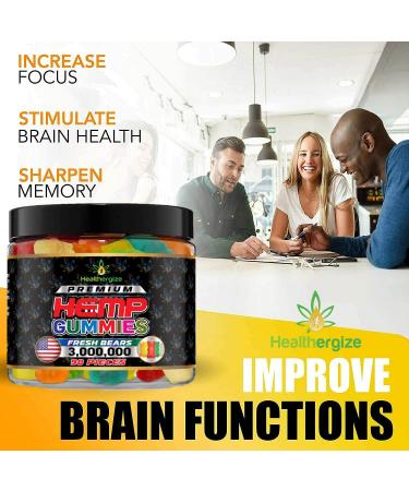 Premium Healthergize Hemp Gummies for Sleep, Joints, Relaxation & Relief - Natural Hemp Party with 90 Fruity Bears - Made in USA - Buy Online on GoSupps.com