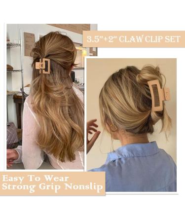Cobinaan Claw Hair Clips Set - 6 Pack of Medium Rectangle & Small Square Clips | Strong Hold Nonslip Design for Thin Thick Long Hair | Neutral Color Assortment - Buy Online on GoSupps.com