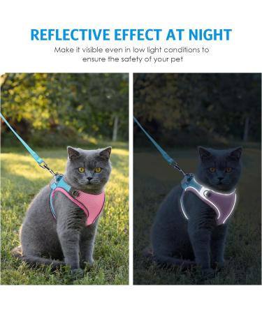 Adjustable Reflective Cat Harness and Leash Set - Escape Proof and Stylish Design for Small Pets - Pink XS (59 inch) - Buy Online on GoSupps.com