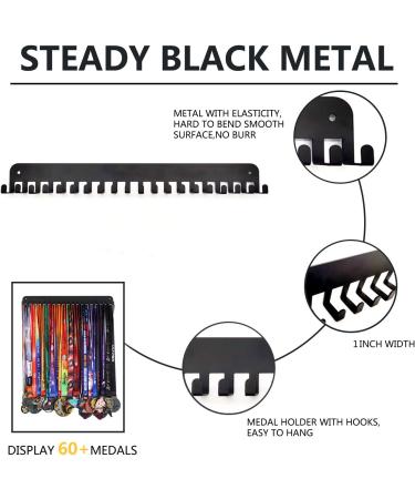 Goutoports Medal Holder Display Hanger Rack Frame for Sport Race Runner-Race Medal Hanger Holder-Sturdy Black Steel Metal Over 60 Medals Easy to Install - Buy Online on GoSupps.com