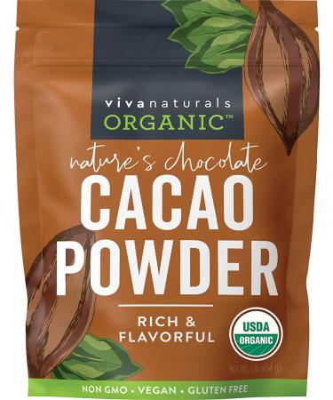 Viva Naturals Organic Cacao Powder from Superior Criollo Beans - 1 Lbs
