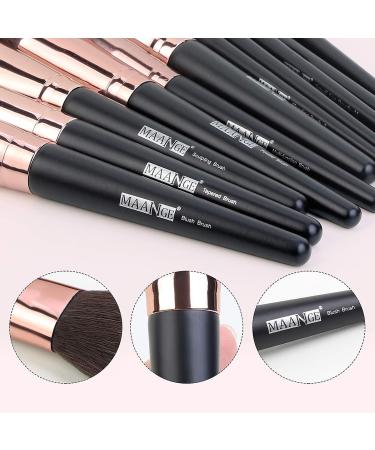 Professional 18-Piece Makeup Brush Set - Premium Synthetic Foundation Eyeshadow & Blush Brushes | Black & Gold | International Shipping - Buy Online on GoSupps.com