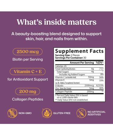 ColonBroom Beauty Biotin & Collagen Gummies with Vitamin C | Hair Skin and Nails Vitamins for Women & Men Beauty Supplement for Hair Health Collagen Peptides Gummies (Orange Flavor 30 Day Supply) - Buy Online on GoSupps.com