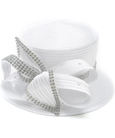 Forbusite Church Kentucky Dress Derby Hat for Women - White Sd707 - Buy Online on GoSupps.com