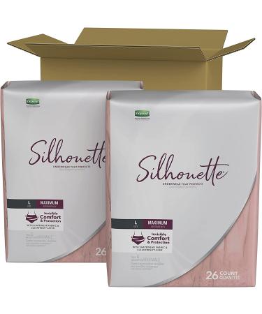 Depend Silhouette Women's Incontinence & Postpartum Underwear - Large 52 Ct (Pink), Maximum Absorbency - Buy Online on GoSupps.com