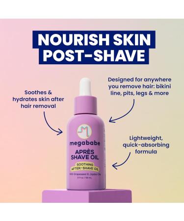 Megababe Apr s Shave Oil | Soothing After-Shave Oil | with Grapeseed & Jojoba Oils | 2 fl oz - Buy Online on GoSupps.com