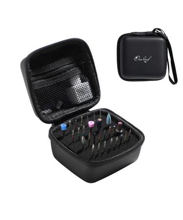 Oneleaf Nail Drill Bits Holder, Kit Organizer Storage Case Displayer Container, Waterproof Portable Organizer Bag, Efile Nail Bits Professional Nail File Bits Manicure Tools-Black-Only Case