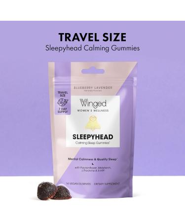 Buy Winged Sleepyhead Gummies - Non-Habit Forming Natural Sleep Aid with Melatonin L-Theanine & More | 14 Count Blueberry Lavender Flavor | International Shipping Available - Buy Online on GoSupps.com