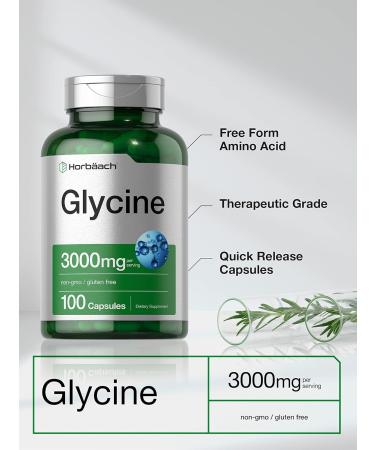 Horb ach Glycine 3000mg Supplement | 100 Powder Capsules | Non-GMO Gluten Free - Buy Online on GoSupps.com
