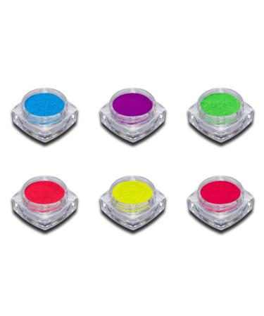 6er Neon Pigment Powder Set Smoky Nails Pink Red Yellow Blue Purple Green Nailart - Buy Online on GoSupps.com