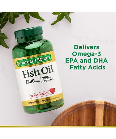 Nature's Bounty Fish Oil 1200mg - Omega-3 Dietary Supplement for Heart Health | 200 Rapid Release Softgels - Buy Online on GoSupps.com