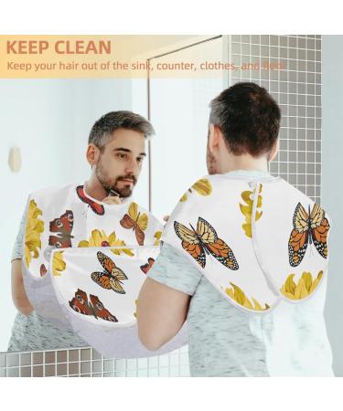 Sunflower Butterfly Ladybug Beard Bib Apron for Men - Non-Stick Waterproof Grooming Cape with Suction Cups | Perfect Gifts for Men - Buy Online on GoSupps.com
