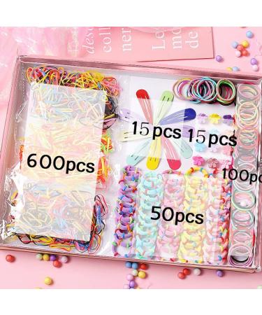 790 pcs Hair Tie Set for Girls - Colorful Ponytail Holders & Ice Cream Hair Clips - Pink Toddler Kids Hair Accessories - Buy Online on GoSupps.com