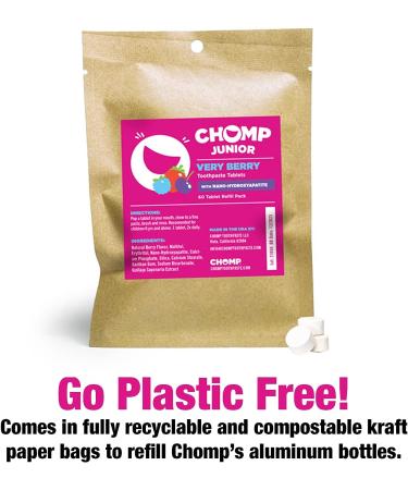 Chomp Junior Very Berry Toothpaste Tablets with Nano Hydroxyapatite Refill - Kids Oral Care - Buy Online on GoSupps.com