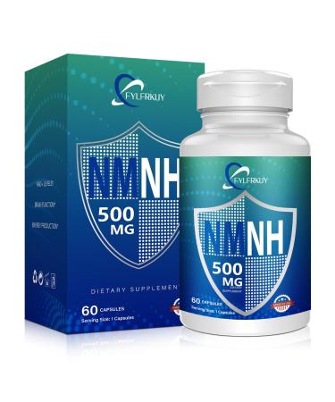 FYLFRKUY New NMNH 500mg Per Serving (Dihydronicotinamide Mononucleotide) NAD Pure Organic More Effective Than NMN for Anti-Aging Energy Immunity Focus - 60 Count