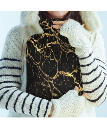 Golden Marble Heat Bottle with Fluffy Cover - 2L Hot Water Bottle for Pain Relief | Cozy Nights & Comfort - Buy Online on GoSupps.com
