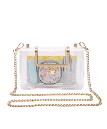 MOETYANG Clear Purse for Women,Clear Clutch Purse Crossbody, See Through Handbag Gold