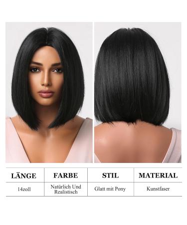 Testar 14 Inch Black Wig for Women - Short Heat-Resistant Bob Synthetic Hair | Glue-Free Everyday & Costume Wear - Buy Online on GoSupps.com
