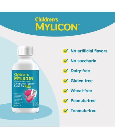 Children's Mylicon All-in-One Tummy Relief Bubble Gum Flavor 4oz - Fast-Acting Gas & Bloating Relief - Buy Online on GoSupps.com