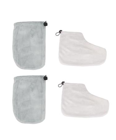 Homoyoyo Ensemble 2 Paires de Moufles et Couvre-pieds Isolants en Coton pour Bain de Paraffine Hydratation Peau Usage Domicile et Spa Taille Unique Couleur Al atoire