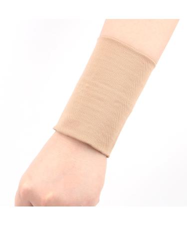 Wrist Compression Sleeve Wrist Sleeve Support Wrist Bands for Tendonitis Arthritis Sprains Pain Relief Elastic Carpal Tunnel Wrist Protector for Fitness Sport Work (Beige Medium) Medium Beige