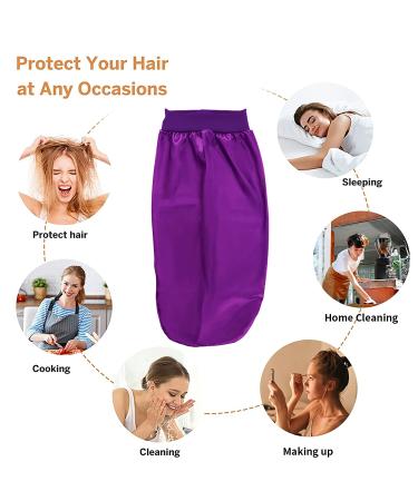 Kenllas Long Satin Sleep Bonnet - Extra Large Night Cap for Women with Long Curly Dreadlock Braid Hair - Black & Purple - Buy Online on GoSupps.com
