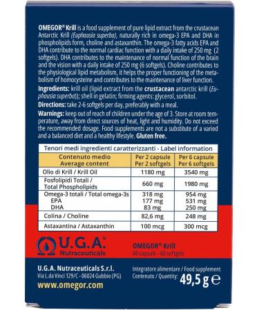  Omegor Omega 3 Krill OMEGOR - Pure Krill Oil with Astaxanthin Choline Omega-3 EPA and DHA High Bioavailability - No Backdrop - 60 - Buy Online on GoSupps.com