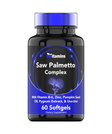 tnvitamins Saw Palmetto Complex with Pygeum Extract Pumpkin Seed Oil Vitamin B-6 Zinc & Uva-Ursi | Prostate Supplement for Men* | Supports Hair Growth* & Urinary Tract Health